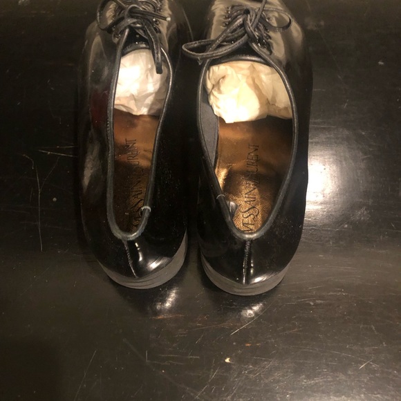 YSL VINTAGE LACED PATENT SHOES NWOT Size-7.5 black patent - Picture 4 of 8